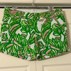 LILLY PULITZER Sz 6 Green and Pink Tropical Pattern Callahan Shorts